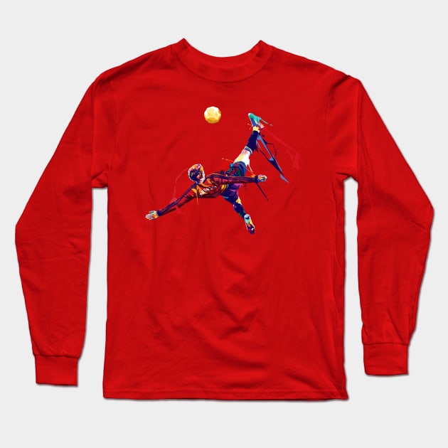 Alejandro Garnacho Bicycle kick Pop Art Illustration Long Sleeve T-Shirt by RJWLTG